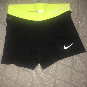 Nike Pro Shorts with Neon Green Band